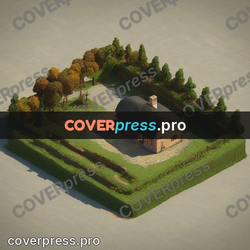 3d diorama: house with firs on a plot