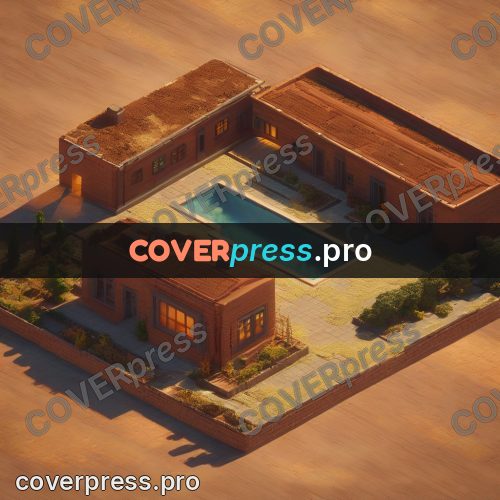 3d diorama: clay house with a pool