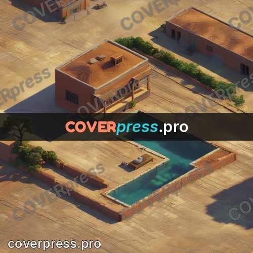 3d diorama: clay house with a pool