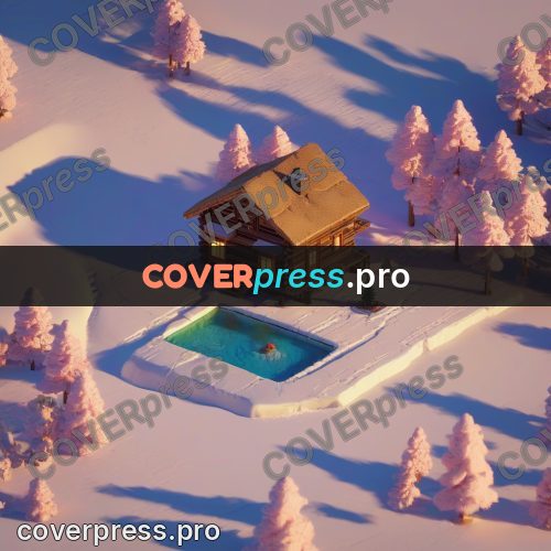 3d diorama: cabin among pink firs