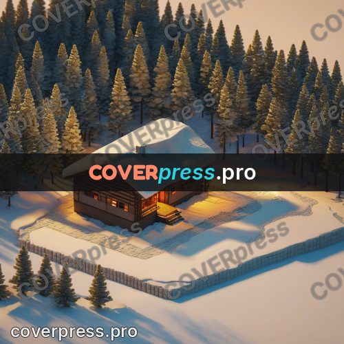 3d diorama: cabin with a forest pool