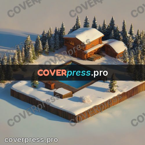 3d diorama: cabin with a forest pool
