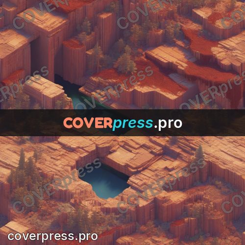 3d diorama: red cliffs above the water