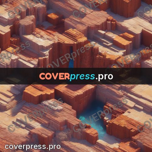 3d diorama: red cliffs above the water