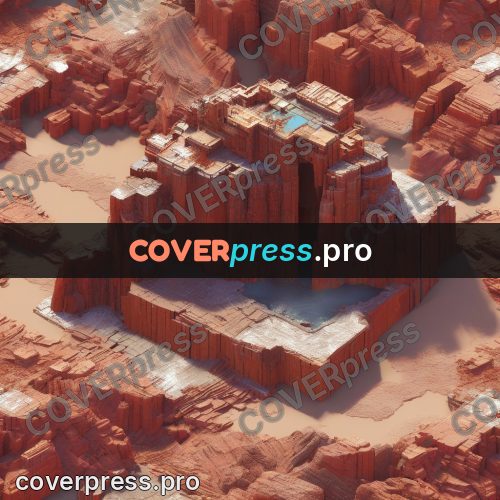 3d diorama: red cliffs above the water