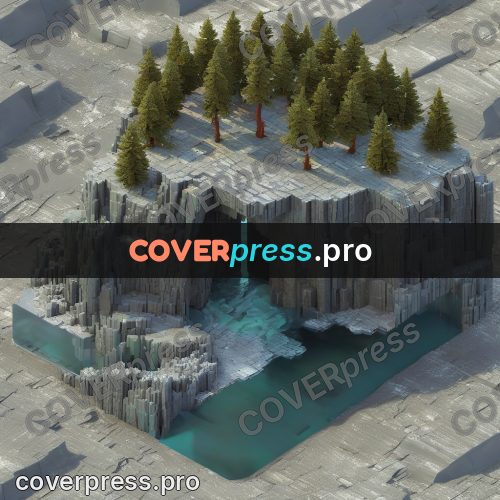 3d diorama: grey cliffs with firs on top