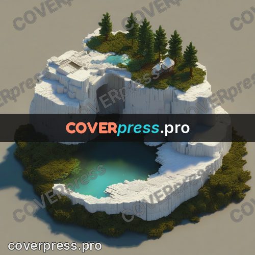 3d diorama: white cliff with firs