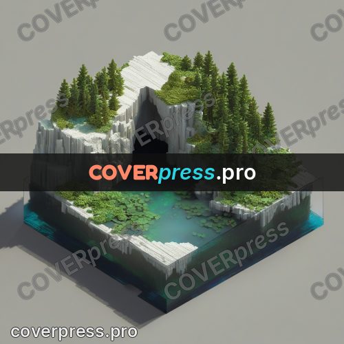 3d diorama: white cliff with firs