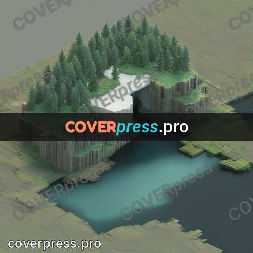 3d diorama: white cliff with firs
