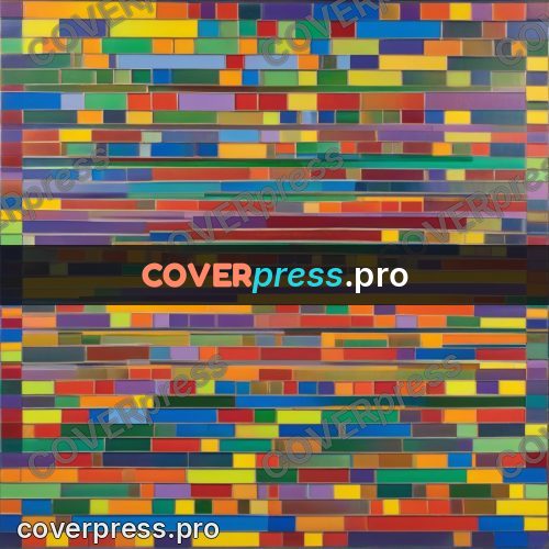 Op art drawing: rows of coloured rectangles