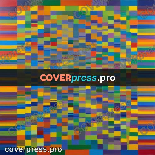 Op art drawing: bands and checks in a grid