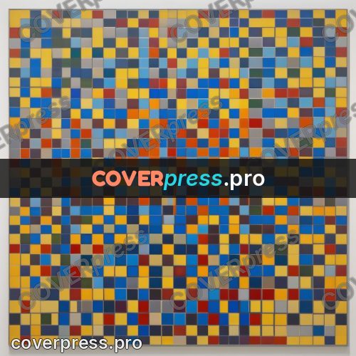 Op art drawing: fine mosaic of squares