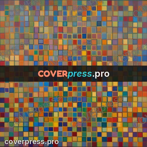 Op art drawing: grid of squares in warm tones