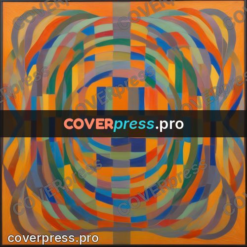 Op art drawing: coloured bands and checks