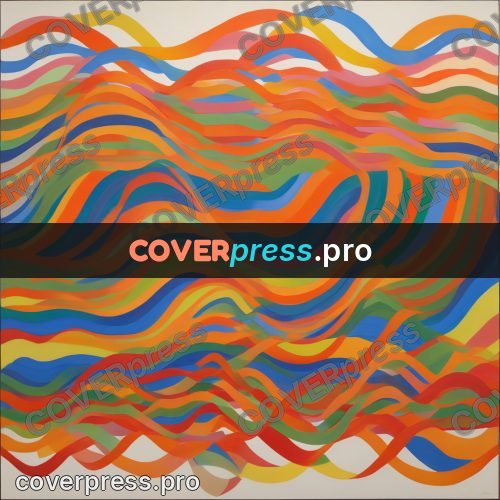 Op art drawing: wavy ribbons of coloured bands