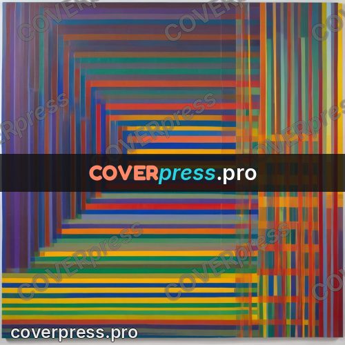 Op art drawing: coloured grid and bands