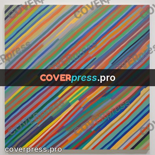 Op art drawing: coloured grid and bands