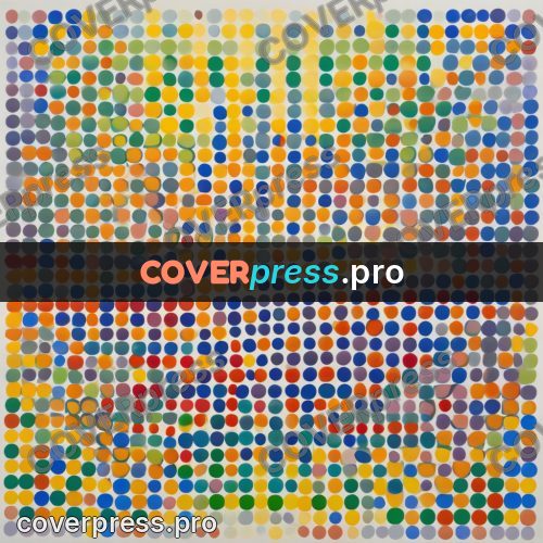 Op art drawing: field of coloured discs