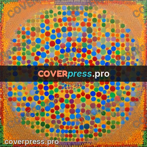 Op art drawing: field of coloured discs