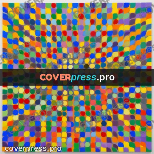 Op art drawing: funnel of coloured dots