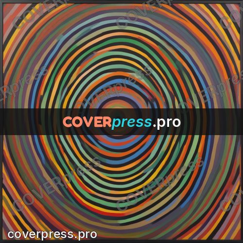 Op art drawing: concentric rings on dark ground