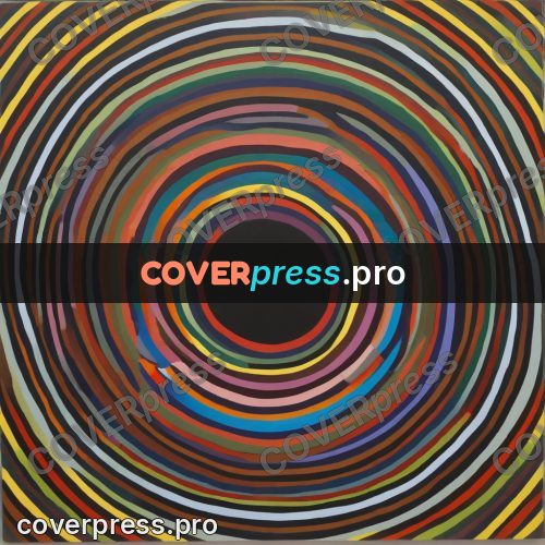 Op art drawing: concentric rings on dark ground