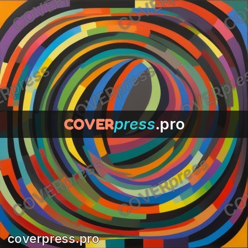 Op art drawing: coils of coloured bands