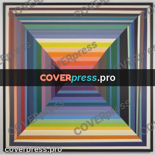 Op art drawing: bands receding into a frame