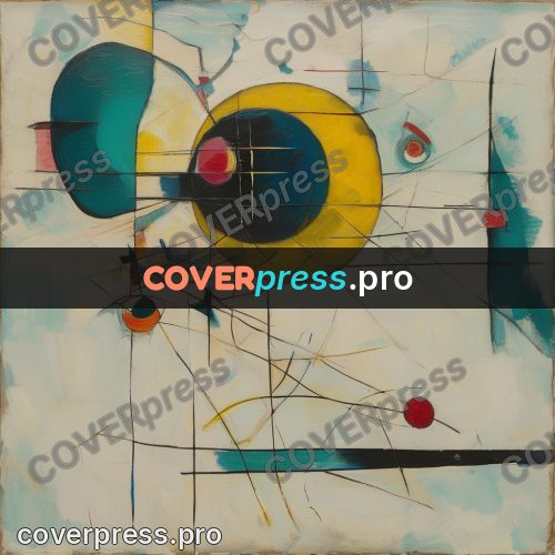 Kandinsky style abstract drawing: yellow circles and lines