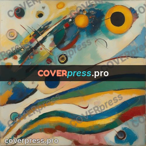 Kandinsky style abstract drawing: waves and circles with a core