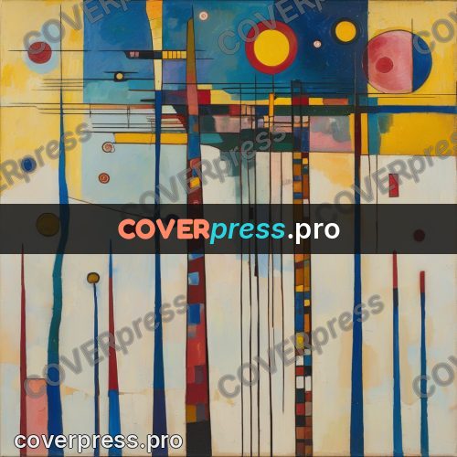 Kandinsky style abstract drawing: crossing lines and circles