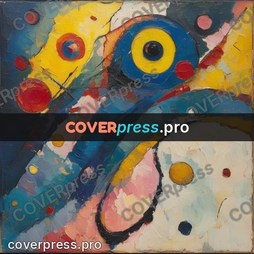 Kandinsky style abstract drawing: blue arc and circles