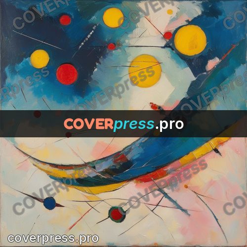 Kandinsky style abstract drawing: blue arc and circles