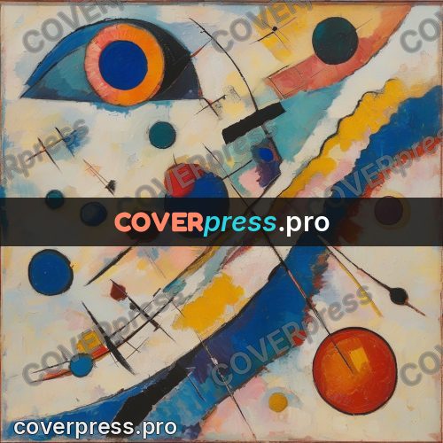 Kandinsky style abstract drawing: circles and thin lines