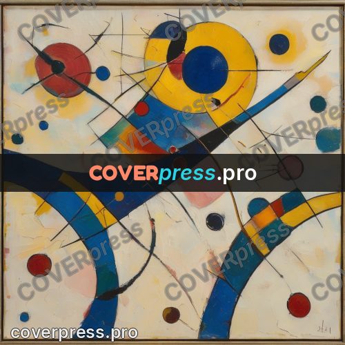 Kandinsky style abstract drawing: circles and thin lines