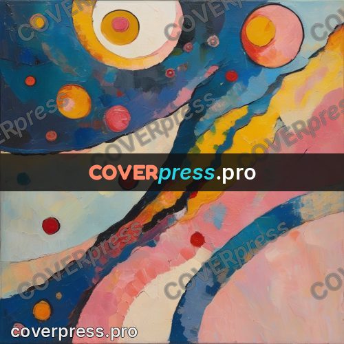Kandinsky style abstract drawing: large circles and arcs