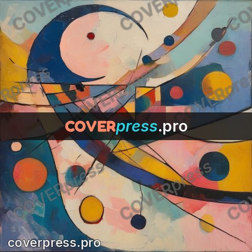 Kandinsky style abstract drawing: large circles and arcs