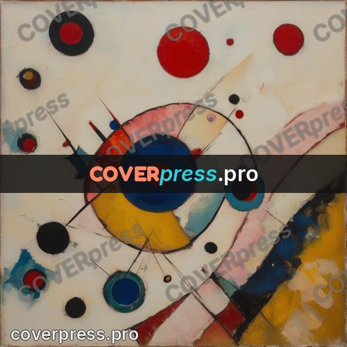 Kandinsky style abstract drawing: black arc and circles