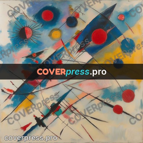 Kandinsky style abstract drawing: sharp lines and circles