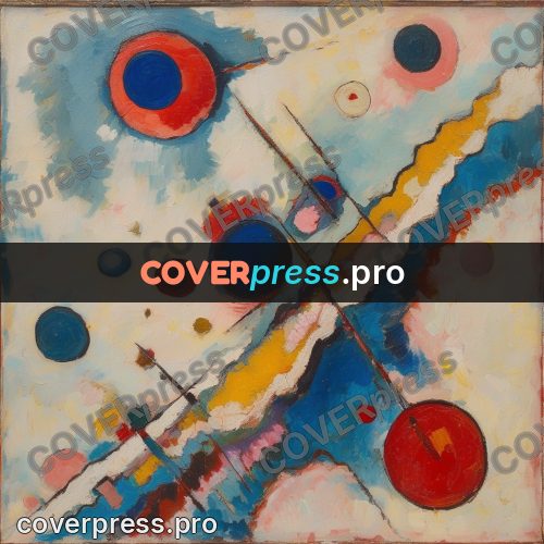 Kandinsky style abstract drawing: circles on thin lines