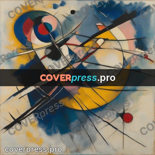 Kandinsky style abstract drawing: black lines and circles