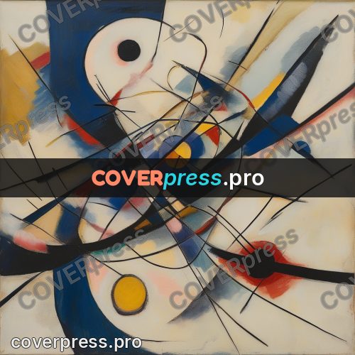 Kandinsky style abstract drawing: black lines and circles