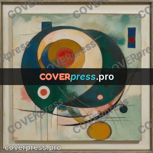 Kandinsky style abstract drawing: ringed circle on a grid