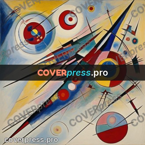 Kandinsky style drawing: coloured circles and wedges