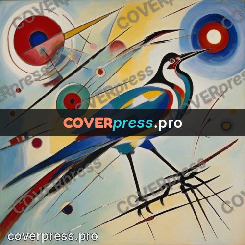 Kandinsky style drawing: coloured circles and wedges