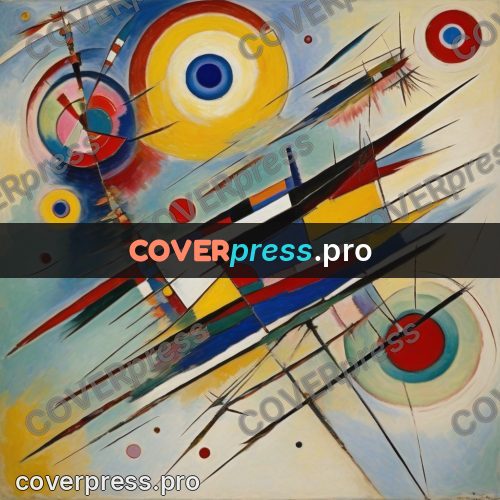 Kandinsky style drawing: coloured circles and wedges
