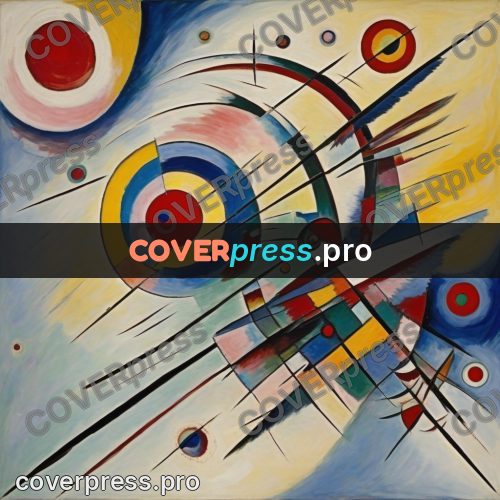 Kandinsky style drawing: coloured circles and wedges
