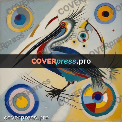 Kandinsky style drawing: bird with a long beak