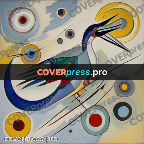 Kandinsky style drawing: bird with a long beak