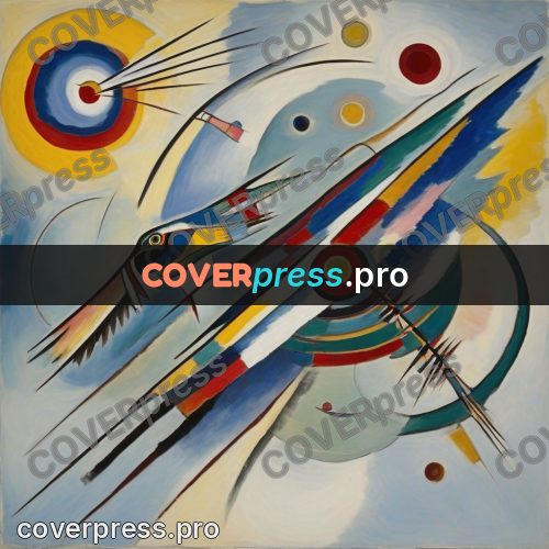 Kandinsky style drawing: bird with a long beak
